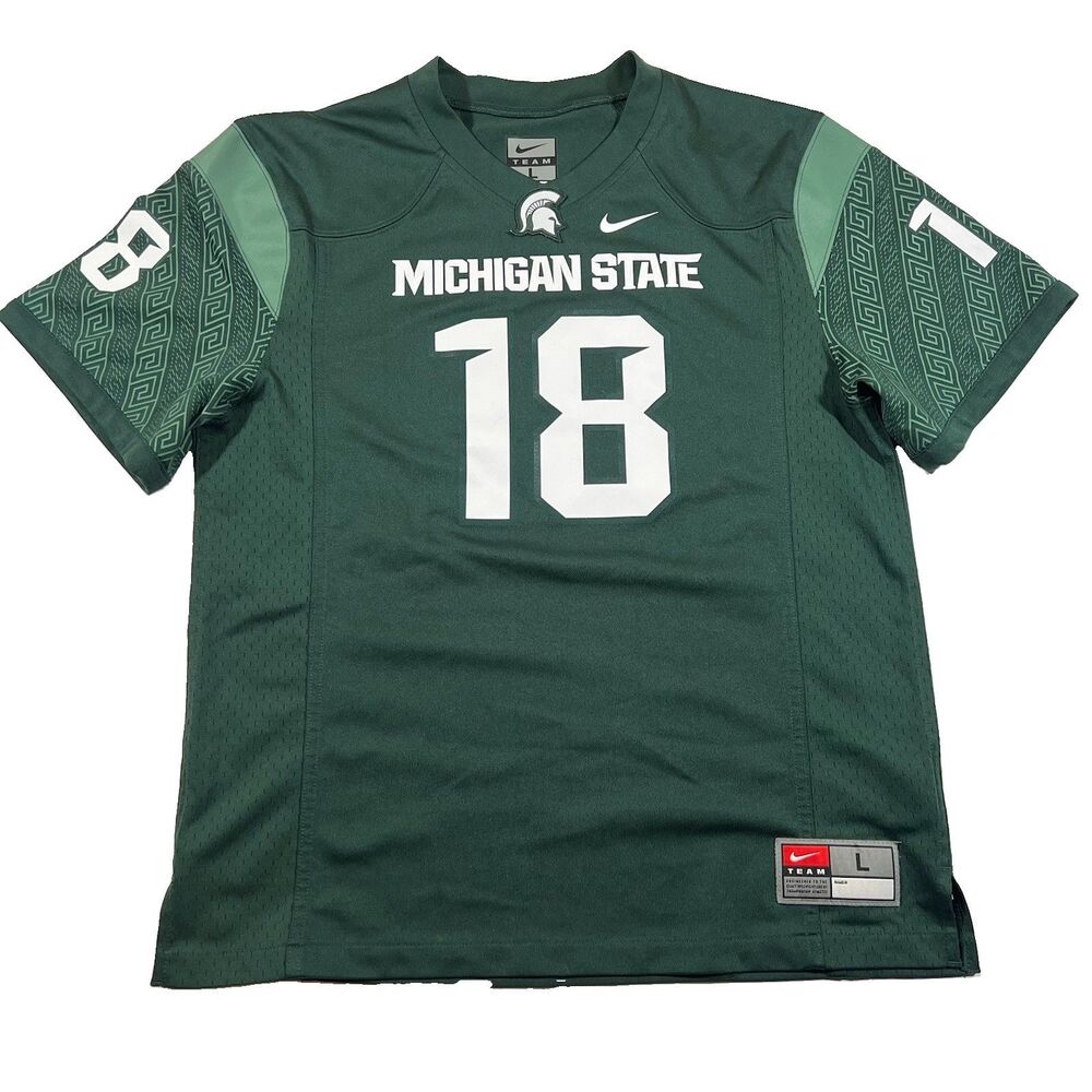 Nike Michigan State Spartans Green #18 Football Jersey Youth Large